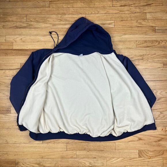 Carhartt Thermal Waffle Lined Hooded Zip Sweatshirt Dark Blue Mens - Picture 3 of 7